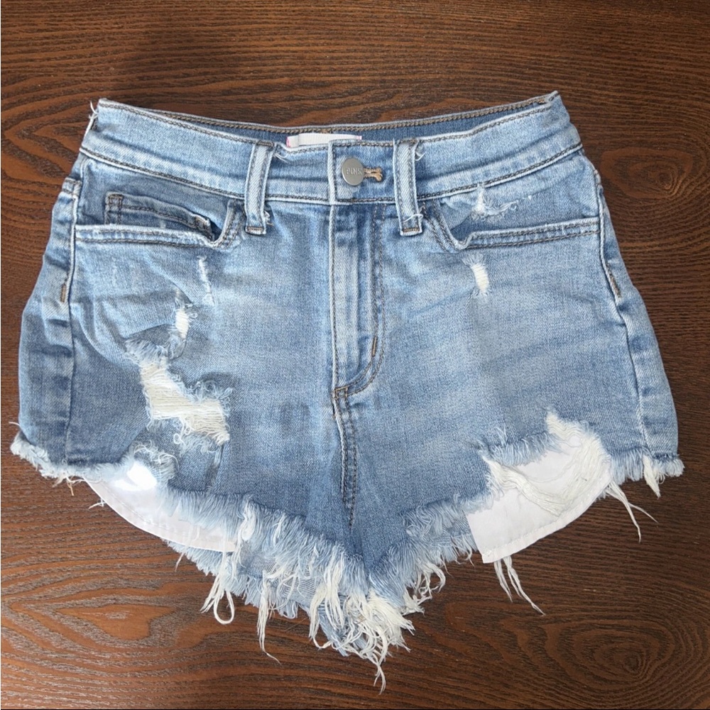 PINK Victoria's Secret Light Blue Distressed Jean Shorts
